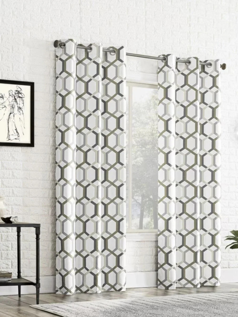 Sun Zero Arlo 2-Piece Thermal Insulated Room Darkening Grommet Curtain Geometric